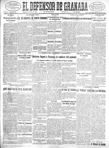 'El Defensor de Granada  : diario político independiente' - Año LI Número 27169 Ed. Mañana - 1930 Octubre 25