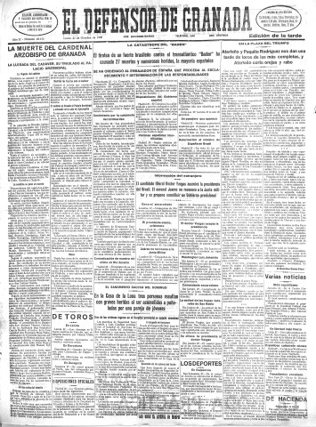 'El Defensor de Granada  : diario político independiente' - Año LI Número 27172 Ed. Tarde - 1930 Octubre 27