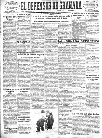 'El Defensor de Granada  : diario político independiente' - Año LI Número 27173 Ed. Mañana - 1930 Octubre 28