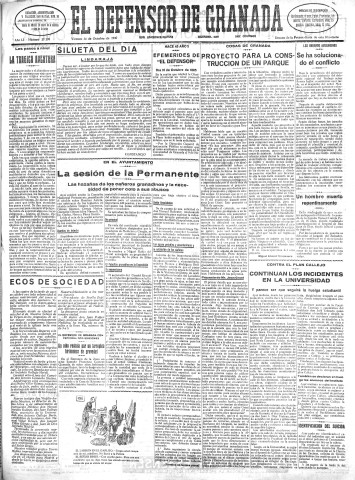 'El Defensor de Granada  : diario político independiente' - Año LI Número 27179 Ed. Mañana - 1930 Octubre 31