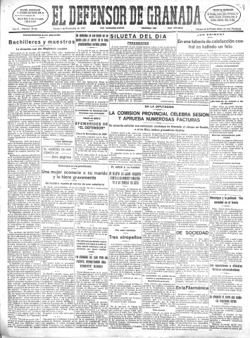 'El Defensor de Granada  : diario político independiente' - Año LI Número 27185 Ed. Mañana - 1930 Noviembre 04
