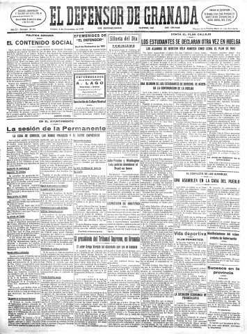 'El Defensor de Granada  : diario político independiente' - Año LI Número 27193 Ed. Mañana - 1930 Noviembre 08