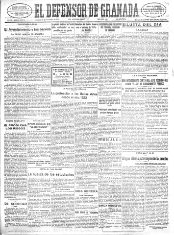 'El Defensor de Granada  : diario político independiente' - Año LI Número 27195 Ed. Mañana - 1930 Noviembre 09
