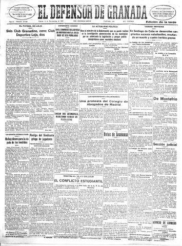 'El Defensor de Granada  : diario político independiente' - Año LI Número 27198 Ed. Tarde - 1930 Noviembre 11
