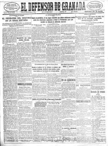 'El Defensor de Granada  : diario político independiente' - Año LI Número 27204 Ed. Tarde - 1930 Noviembre 14