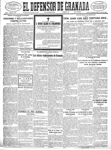 'El Defensor de Granada  : diario político independiente' - Año LI Número 27207 Ed. Mañana - 1930 Noviembre 16