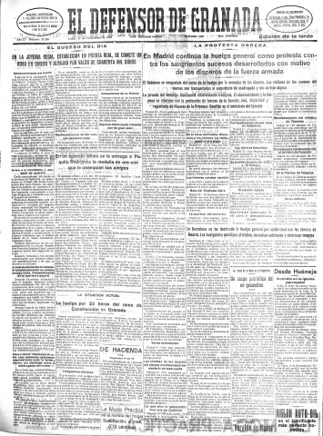 'El Defensor de Granada  : diario político independiente' - Año LI Número 27208 Ed. Tarde - 1930 Noviembre 17