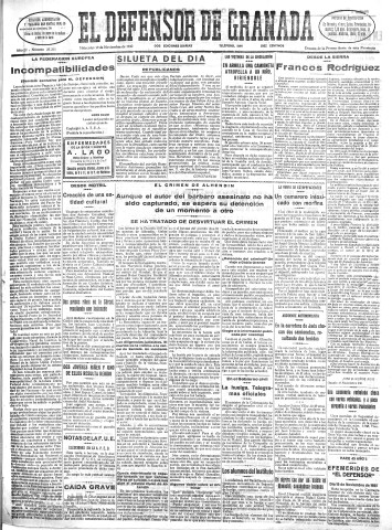 'El Defensor de Granada  : diario político independiente' - Año LI Número 27211 Ed. Mañana - 1930 Noviembre 19