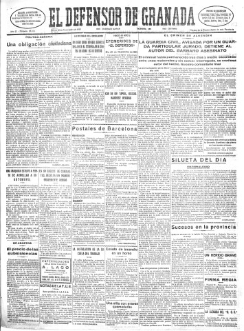 'El Defensor de Granada  : diario político independiente' - Año LI Número 27213 Ed. Mañana - 1930 Noviembre 20