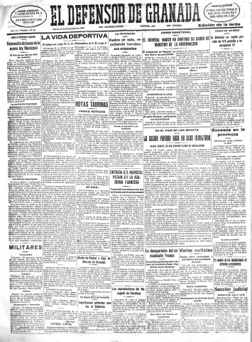 'El Defensor de Granada  : diario político independiente' - Año LI Número 27222 Ed. Tarde - 1930 Noviembre 25