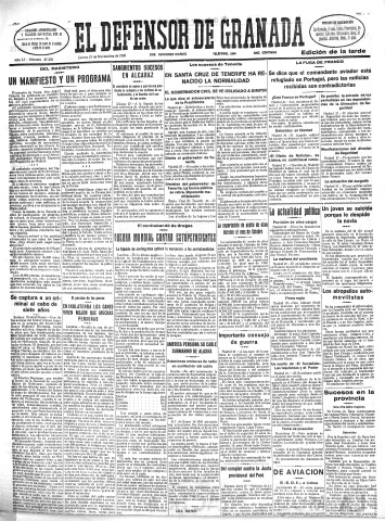 'El Defensor de Granada  : diario político independiente' - Año LI Número 27226 Ed. Tarde - 1930 Noviembre 27