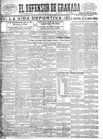 'El Defensor de Granada  : diario político independiente' - Año LI Número 27232 Ed. Tarde - 1930 Diciembre 01