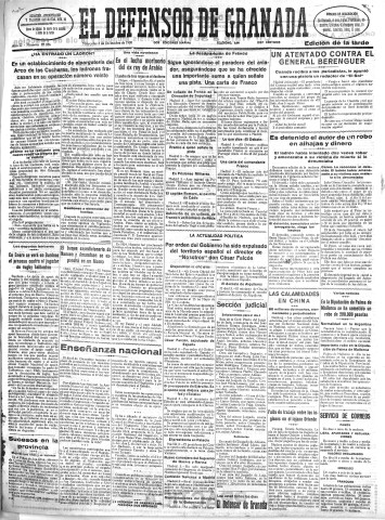 'El Defensor de Granada  : diario político independiente' - Año LI Número 27236 Ed. Tarde - 1930 Diciembre 03