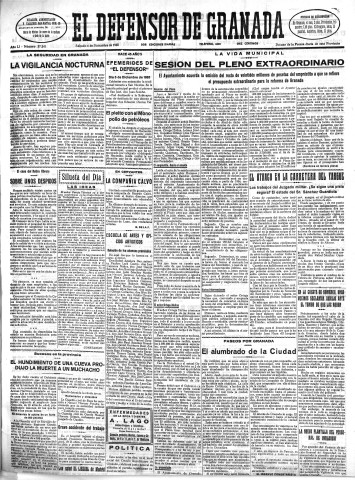 'El Defensor de Granada  : diario político independiente' - Año LI Número 27241 Ed. Mañana - 1930 Diciembre 06