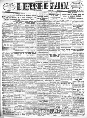 'El Defensor de Granada  : diario político independiente' - Año LI Número 27242 Ed. Tarde - 1930 Diciembre 06