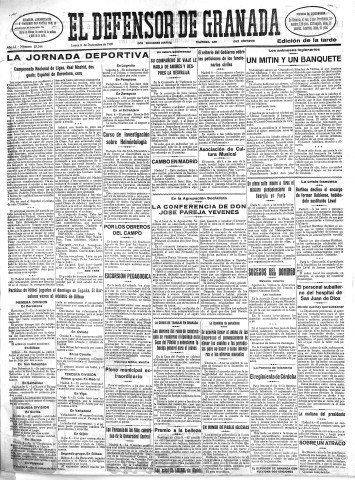 'El Defensor de Granada  : diario político independiente' - Año LI Número 27244 Ed. Tarde - 1930 Diciembre 08