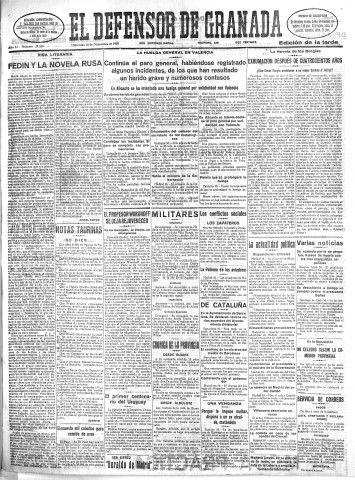 'El Defensor de Granada  : diario político independiente' - Año LI Número 27248 Ed. Tarde - 1930 Diciembre 10