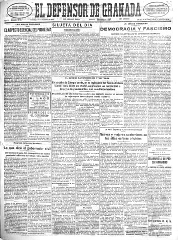 'El Defensor de Granada  : diario político independiente' - Año LI Número 27255 Ed. Mañana - 1930 Diciembre 14