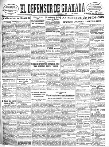 'El Defensor de Granada  : diario político independiente' - Año LI Número 27258 Ed. Tarde - 1930 Diciembre 17