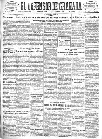 'El Defensor de Granada  : diario político independiente' - Año LI Número 27261 Ed. Mañana - 1930 Diciembre 19