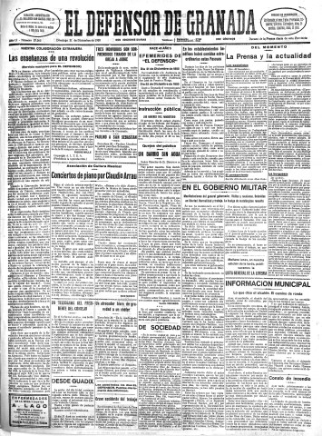'El Defensor de Granada  : diario político independiente' - Año LI Número 27265 Ed. Mañana - 1930 Diciembre 21