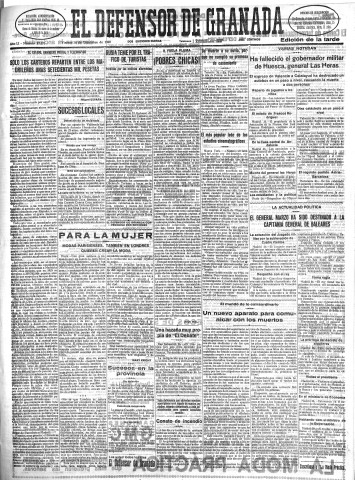 'El Defensor de Granada  : diario político independiente' - Año LI Número 27271 Ed. Tarde - 1930 Diciembre 26