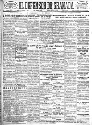 'El Defensor de Granada  : diario político independiente' - Año LI Número 27276 Ed. Mañana - 1930 Diciembre 30
