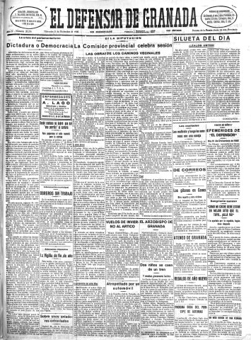 'El Defensor de Granada  : diario político independiente' - Año LI Número 27278 Ed. Mañana - 1930 Diciembre 31