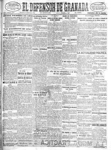 'El Defensor de Granada  : diario político independiente' - Año LI Número 27279 Ed. Tarde - 1930 Diciembre 31