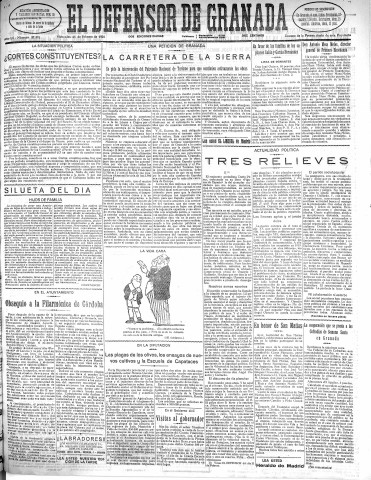 'El Defensor de Granada  : diario político independiente' - Año LII Número 27374 Ed. Mañana - 1931 Febrero 25