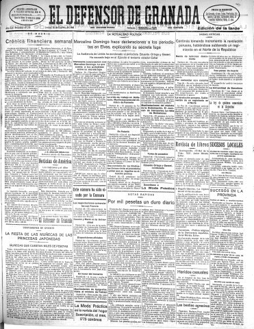 'El Defensor de Granada  : diario político independiente' - Año LII Número 27377 Ed. Tarde - 1931 Febrero 26