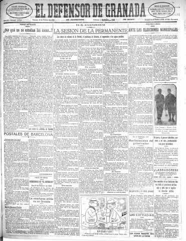 'El Defensor de Granada  : diario político independiente' - Año LII Número 27378 Ed. Mañana - 1931 Febrero 27