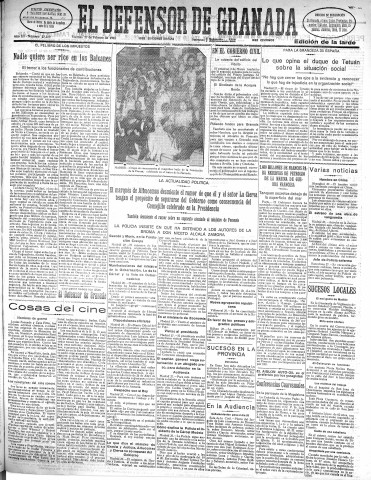 'El Defensor de Granada  : diario político independiente' - Año LII Número 27379 Ed. Tarde - 1931 Febrero 27