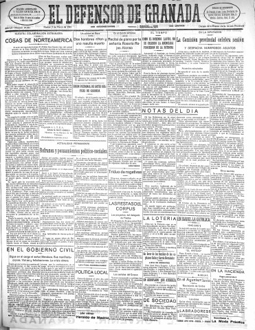 'El Defensor de Granada  : diario político independiente' - Año LII Número 27384 Ed. Mañana - 1931 Marzo 03