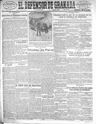 'El Defensor de Granada  : diario político independiente' - Año LII Número 27389 Ed. Tarde - 1931 Marzo 05