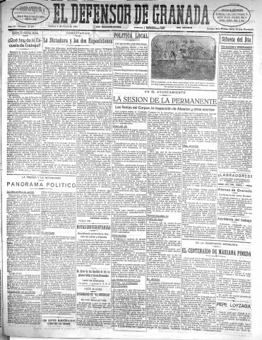 'El Defensor de Granada  : diario político independiente' - Año LII Número 27390 Ed. Mañana - 1931 Marzo 06