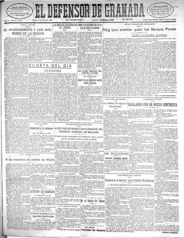 'El Defensor de Granada  : diario político independiente' - Año LII Número 27392 Ed. Mañana - 1931 Marzo 07