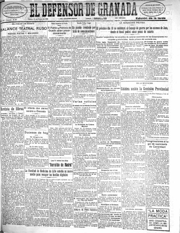 'El Defensor de Granada  : diario político independiente' - Año LII Número 27397 Ed. Tarde - 1931 Marzo 10