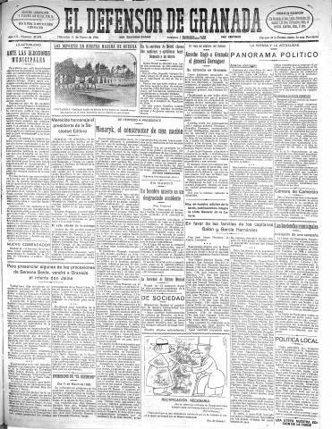 'El Defensor de Granada  : diario político independiente' - Año LII Número 27398 Ed. Mañana - 1931 Marzo 11