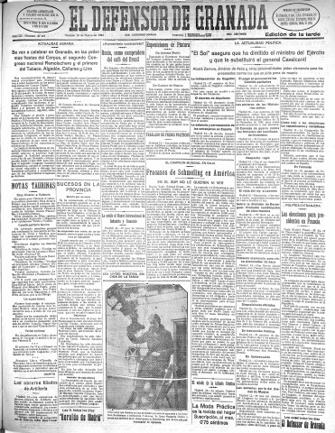 'El Defensor de Granada  : diario político independiente' - Año LII Número 27401 Ed. Tarde - 1931 Marzo 13