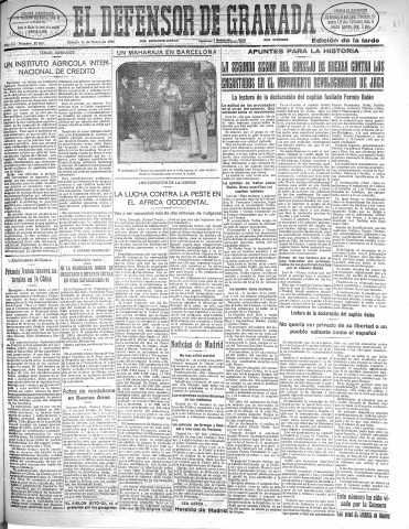'El Defensor de Granada  : diario político independiente' - Año LII Número 27402 Ed. Tarde - 1931 Marzo 14