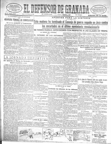 'El Defensor de Granada  : diario político independiente' - Año LII Número 27403 Ed. Tarde - 1931 Marzo 16
