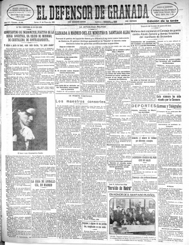 'El Defensor de Granada  : diario político independiente' - Año LII Número 27406 Ed. Tarde - 1931 Marzo 19