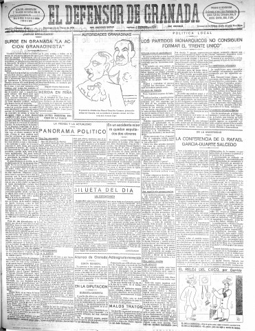 'El Defensor de Granada  : diario político independiente' - Año LII Número 27408 Ed. Mañana - 1931 Marzo 22