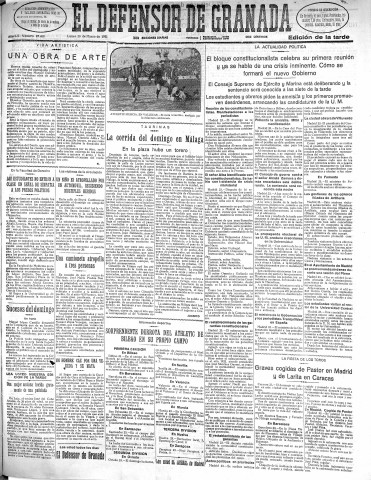 'El Defensor de Granada  : diario político independiente' - Año LII Número 27409 Ed. Tarde - 1931 Marzo 23