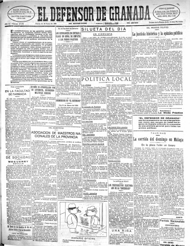 'El Defensor de Granada  : diario político independiente' - Año LII Número 27409 Ed. Mañana - 1931 Marzo 24