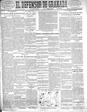 'El Defensor de Granada  : diario político independiente' - Año LII Número 27413 Ed. Mañana - 1931 Marzo 26