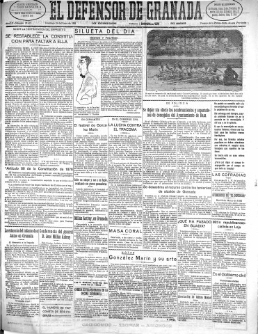 'El Defensor de Granada  : diario político independiente' - Año LII Número 27419 Ed. Mañana - 1931 Marzo 29