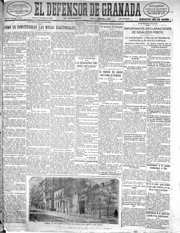 'El Defensor de Granada  : diario político independiente' - Año LII Número 27422 Ed. Tarde - 1931 Marzo 31