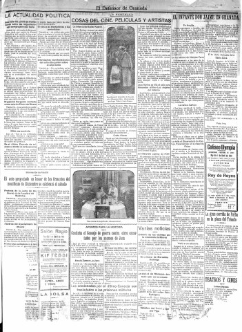 'El Defensor de Granada  : diario político independiente' - Año LII Número 27424 Ed. Tarde - 1931 Abril 01